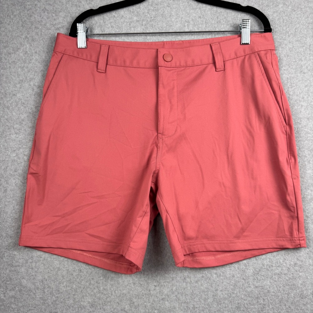 Rhone Commuter Shorts Mens 34 Coral Pink Performance Technical Golf 7 Inseam